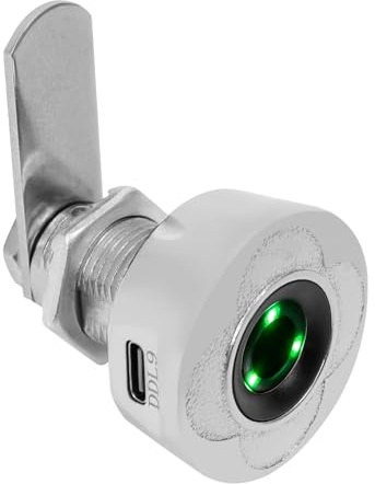 MINRS Fingerabdruck Schloss 20mm Elektronisches Schubladenschloss Fingerabdruck Schloss Schrank mit 20 Fingerabdrücke 6-8 Monate Standby-Zeit, für Schubladen, einseitig öffnende Schränke Silber