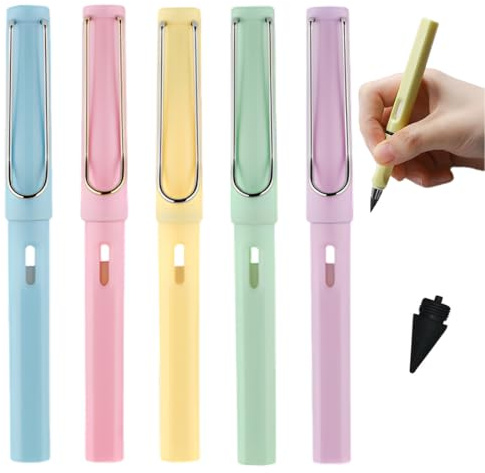 5 Piezas Lápiz Infinito, Bolígrafo Sin Tinta con Goma de borrar, Reutilizable, Lápiz Sin Tinta, Borrable, para Dibujo de Artista Estudiante, Regalo para Niños