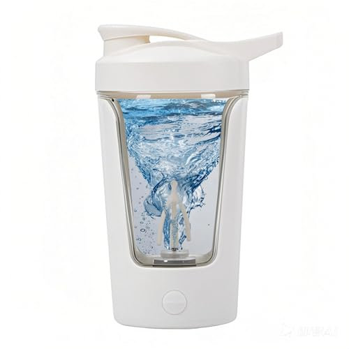 Penbinmall Elektrischer Protein Shaker Flasche weiß,450ML Protein Mixer Shaker für Proteinshake,Automatischer Proteine Mixer,USB Wiederaufladbar Protei Shake Mixer für Proteinshake und Milch Shake