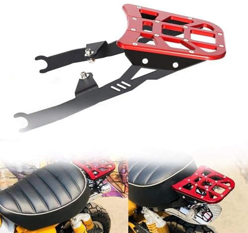 Monkey125 Rear Rack Luggage Bracket Compatible with Monkey 125cc JB02 JB03 2018-2025 Z125MA Motorcycle Seat Tail Top Bag Support Motorbike Storage Cargo Holder Box Plate Mount CNC (Red)