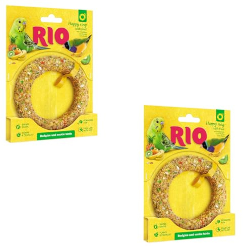 RIO Happy Ring para periquitos y Aves exóticas | Paquete Doble | 2 x 80 g | Snack complementario | para Entretenimiento y fomento del Comportamiento Natural