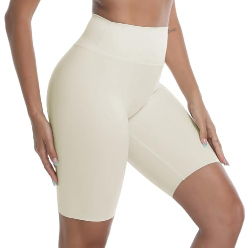 Towintec Gym Shorts Dam Gym Kort Kort Kort Shorts Anti-Chafing Gnugging Hotpants Mjuka Magkontroll Strumpbyxor Hög Midja Byxor För Yoga Träning Cykling Löpning, Vit, XL