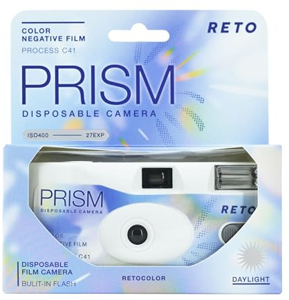 Retocolor Prism 400 35mm Disposable Film Camera 27EXP, ISO400, Color Negative Film, Focus Free, Easy to Use, Built in Flash, Single Use (Film and Battery Included)