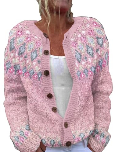 Uwdiohq Women's Single Plush Art Print Comfortable Knitted Cardigan Womens Long Sweaters Open Front Summer Cardigans for Women UK Black Cardigans for Women UK Shawl with Hood Ladies Blue White