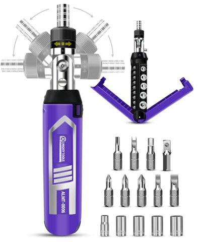 Ratchet Screwdriver Set, 14-in-1 Multi Bit Screwdriver Set, 180° Pivoting Adjustable Angle Screwdriver, for Home DIY, Electronics, Car Emergency and Garage