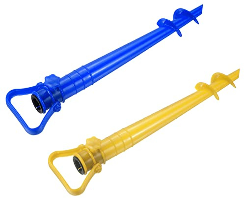 KDYVK Trivella for ombrellone da Spiaggia, 2 Confezioni di plastica Regolabile for Sabbia, Supporto Base for Campeggio, Spiaggia, all'aperto, Blu e Giallo(Yellow)