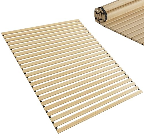FIVMEN Somier de láminas de 160 x 200 cm con 23 listones, de abeto chino con banda de goma negra, adecuado para todos los colchones, soporta hasta 300 kg aprox