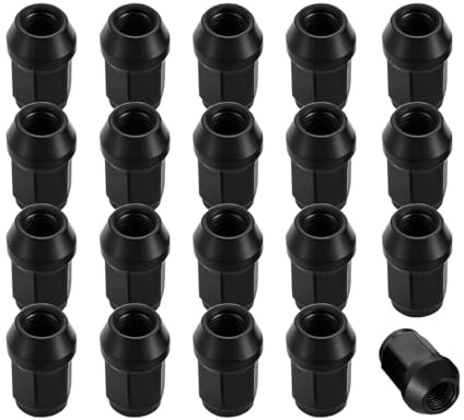 Sandfren 20PCS M12x1.5 Car Lug Nuts Set, Steel Closed End Vehicle Bulge Acorn Wheel Nuts, Anti-Rusting Automotive Replacement Lugnuts Accessories, Universal for Most Vehicles (Black)