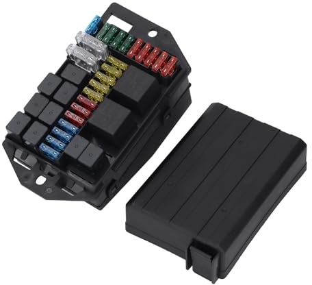 Spacnana Kit Scatola relè Fusibili, Alloggiamento in ABS, Fusibile a Lama Impermeabile per Auto e Barca con 2 relè, 24 Fusibili, per e Fuoristrada