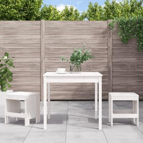 SKTQYQO Bistro-Set Garten 3tlg Weiß Massivholz Kiefer Outdoor Set Balkonset Geeignet für Balkone
