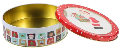 Veemoon Christmas Cookie Tin Box Container Lid Festive Tinplate Box for Baking Treats for Christmas Candy Packaging