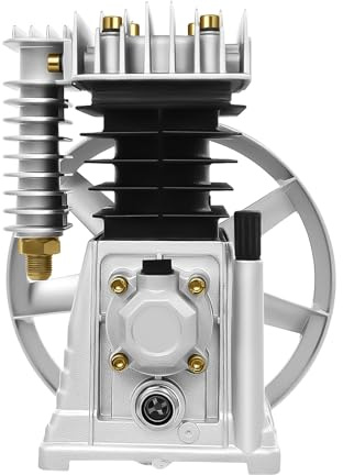2HP 200L/min Cabezal de Bomba de Compresor de Aire con 0.8-1 MPa de presión | Compresor de aire de pistón de bomba de 1500W engrasado con aceite de dos cilindros,para uso en automoción e industrial