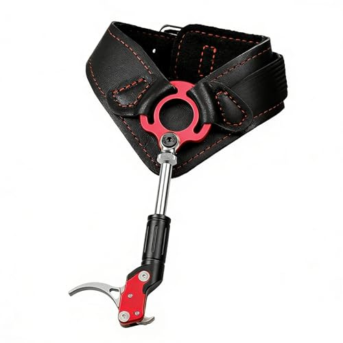 Bågskytteutlösare, 360 Grader Vridbar Klämma, Justerbara Utlösningshjälpmedel med Läderarmband, Tillbehör för Jakt med Compoundbåge(Pink)