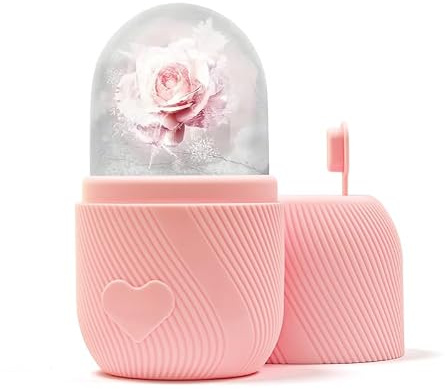 Premium Pink Ice Roller for Face and Eyes, Reusable Silicone Facial Ice Mold for Skin Care, Depuffer Tool to Shrink Pores, Reduce Fine Lines and Relieve Puffiness, Beauty Gift for Women