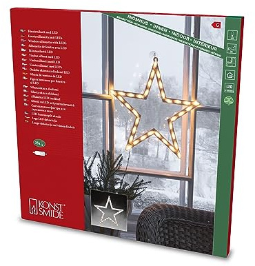 Konstsmide LED Fenstersilhouette, Stern, 35 warm weiße Dioden, 230V, Innen, weißes Kabel - 2164-010