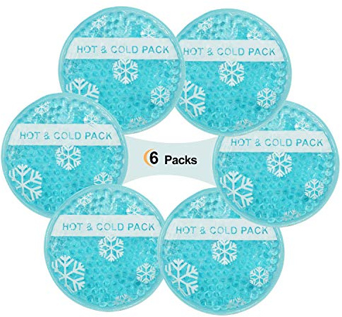 OLESILK Small Hot Cold 6 Packs, Reusable Round Gel Beads Ice Pack with Cloth Backing, Hot and Cold Therapy for Breastfeed Injury, Kids Pain Relief, Headache, Tired Eyes, Wisdom Teeth, Sinus Relief