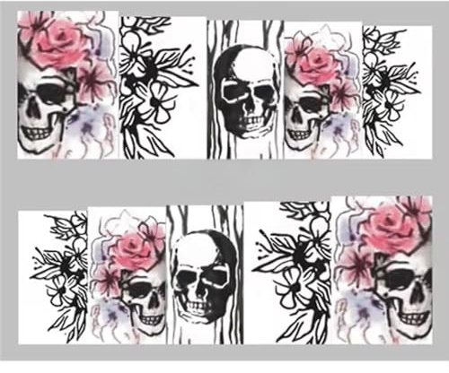 EROSPA® Nailart Nail-Tattoo Totenkopf Schädel Motiv - Nagel Sticker - Aufkleber - 10 Motive - Selbstklebend