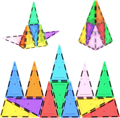 PicassoTiles 12pc Magnetic Building Block Set Isosceles Triangle Magnet Tiles Construction Toy STEM Learning Kit Pädagogische Playboard Prek Pretend Play Stacking Blocks Child Brain Development PTE03