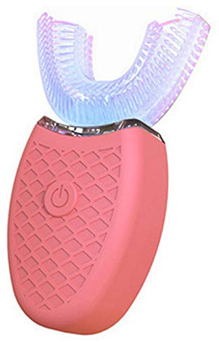 Spazzolino Ad Ultrasuoni Automatico, Spazzolini ad Ultrasuoni a 360 ° Spazzolino Elettrico e Kit di Sbiancamento dei Denti, Spazzolino da Denti per Ricarica (Rosa)