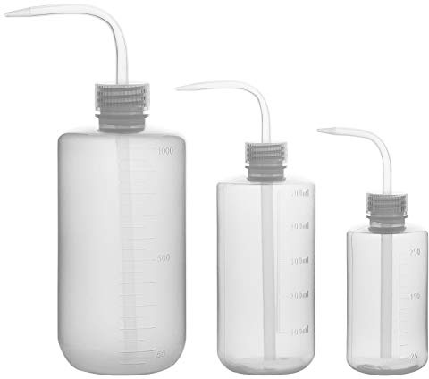 Labasics Chemische Waschflaschen, 3er-Pack Kunststoff Sicherheit Lab Squeeze Flasche Waschen Flasche, LDPE mit schmalem Mund Chemical Wash Bottle, 250 + 500 + 1000 ml (8 oz)/3 Stück