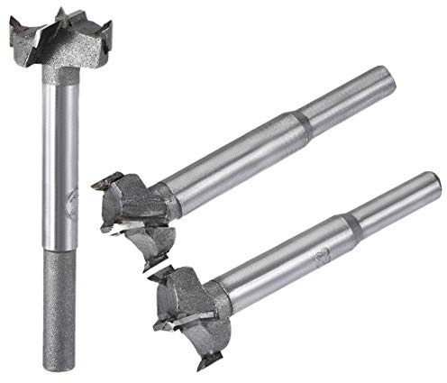 sourcing map Forstner,Brocas de perforación para madera, 21 mm, 22 mm, 23 mm de diámetro, sierra perforadora, vástago redondo para bisagra de madera contrachapada, juego 3 en 1