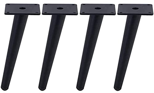 4 Stück Schräge Möbelfüße Metall Schwarz Kegel Möbelbeine Golden 15cm Höhe für Sofas, Tische und andere Schrankfüße (15cm, Black)