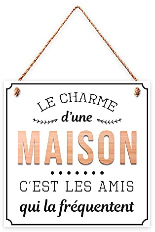 STC Plaque bois charme maison 20x20cms