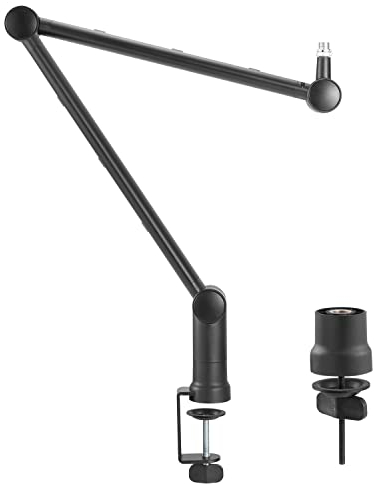 Maclean MC-898 Professioneller Mikrofonständer mit integriertem Kabelmanagement Einstellbarer Mikrofonarm 3/8- 5/8 Mikrofonschwenkarm Tischbefestiung max. 1kg