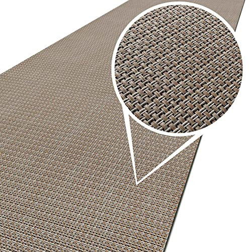 ANRO Läufer In-/Outdoor Teppich wasserfest Balkon Teppich auch für Balkon und Terasse Flur Bodenmatte wetterfest Beige Braun Abwaschbar 200 x 50cm