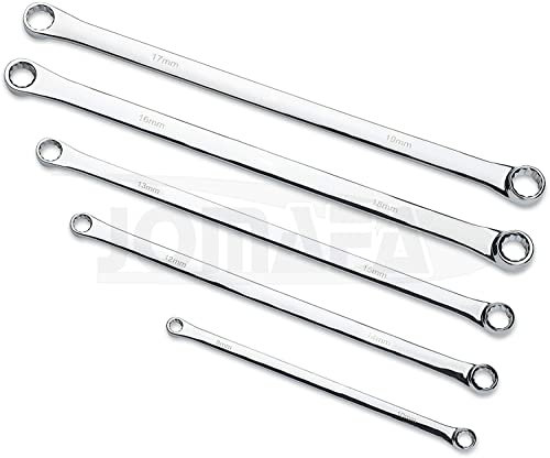 Juego de llaves extra largas fijas y carraca 12 caras, de 8 a 19mm cromo vanadio, 5 PIEZAS (llaves de aviacion)