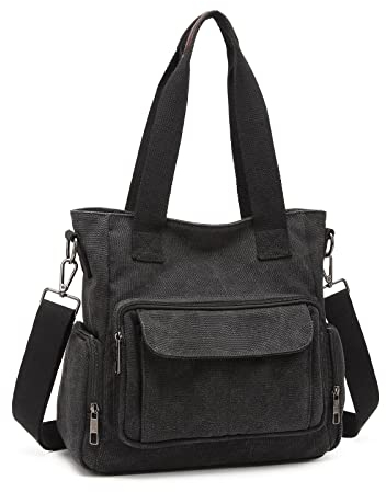 KONO Canvas Handtasche Damen Casual Schultertaschen Groß Shopper Taschen für Arbeit, Reisen, Einkaufen,Schule