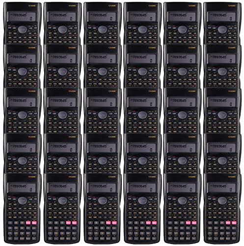 30 Packs Scientific Calculator Bulk, Individually Packaged Saillong 2 Line Engineering Classroom Math Calculators for Middle School, High School, College Student and Teacher, and Business, Black