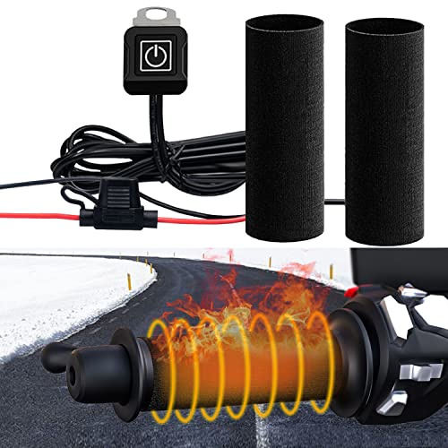 BATIGE 12V Motorcycle Heating Handle Cover Intelligent Three Speed Temperature Adjustment Handlebar Cover Winter Electric Heated Handlebar Cover Motorcycle Handlebar Warmer