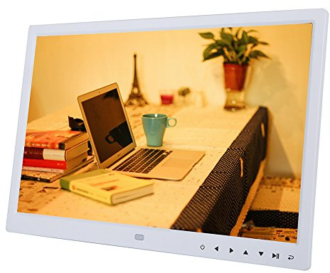 Digitaler Bilderrahmen Groß, Digitaler Kalender, Digitale Bilderrahmen, 15 1280 * 800 HD Bildschirm Video-Player Wecker Film-Player (Schwarz)