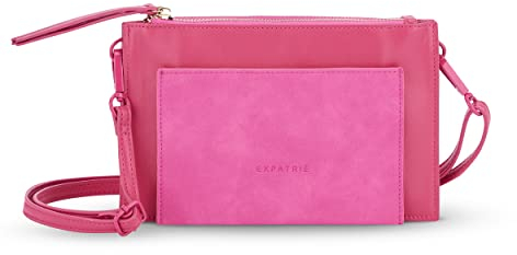 Expatrié Umhängetasche Damen Pink - Isabelle - Elegante Clutch und Crossbody Bag mit abnehmbarem Schultergurt - Flache und Kleine Handtasche für Hochzeit & Ausgehen