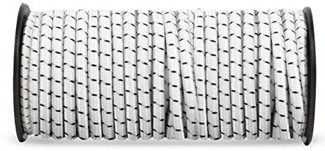 NASHRIO 5 mm x 30 m, corda elastica di sicurezza bianca e nera, per il fissaggio di progetti fai da te