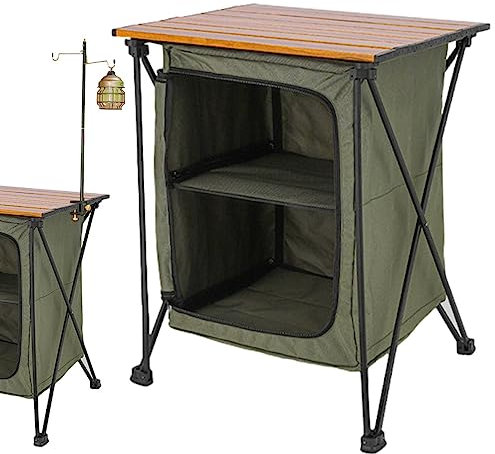 Table de Cuisine Extérieure | Organisateur de Rangement pour Camping Station de Cuisine, Armoire de Camping Table de Cuisine Armoire de Rangement Cuisine Extérieure Barbecue Pliable Novent