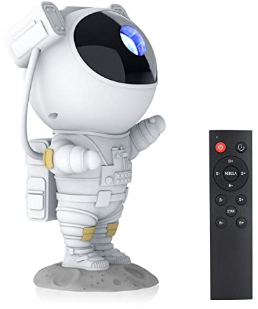 Hiya-Naya Astronaut Star Projector Galaxy Light with Timer and Remote Control, 360° Adjustable Starry Night Light Projector for Baby/Kids/Adults/Bedroom/Party/Home Decor/Game Room (White)