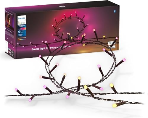 Philips Hue Festavia Lichterkette, White & Color Ambiance, dimmbar, 500 Mini LEDs, 40 m Länge, wasserdicht, kompatibel mit Amazon Alexa (Echo & Echo Dot)