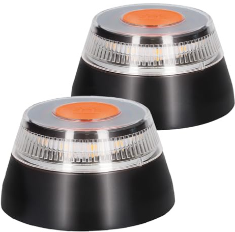PMK GRUPO Luz Emergencia Coche Homologado DGT con Geolocalización | Luz avería coche [Visibilidad 1 Km] Baliza V16 con GPS y Base Imantada (2 und)