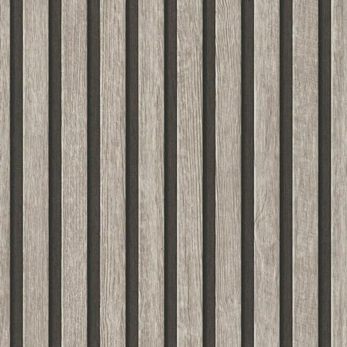 Wooden Slats Grey Black Wallpaper - Modern Contemporary Feature Wall Trendy - Textured Paste The Wall Vinyl