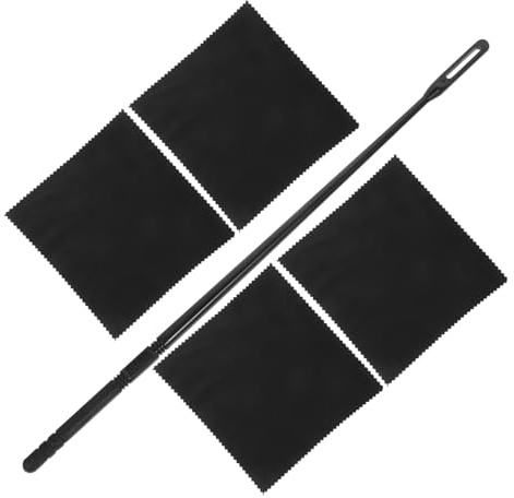 Flötenreinigungsstab 1, Instrumentenpflegezubehör mit Tuch | Schwarz, Abs und Gewebe, 4 Stück, zur Reinigung von Flöte und Instrument