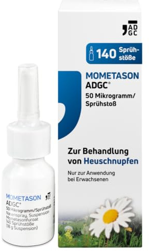 MOMETASON ADGC® 18g – Heuschnupfenspray m. 140 Sprühstößen – Nasenspray zur Linderung von Allergie Symptomen wie Schnupfen, verstopfter, laufender Nase, Juckreiz und Niesen - macht nicht müde