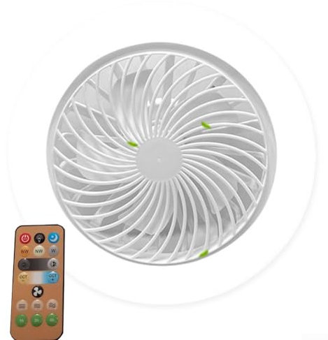 Socket Fan Light with Remote Control, 3 Colors Dimmable LED Light Bulb Fan Screw in Ceiling Fan for Bedroom, Kitchen, Storage Room, Closet, Wireless Small Ceiling Fans with Lights - White