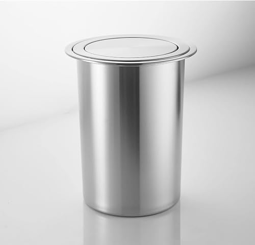 CHFYIJYHM Pattumiera da banco incorporata Pattumiera da Cucina in Acciaio Inox con Coperchio Basculante bilanciato Occhiello for la Spazzatura Incorporato