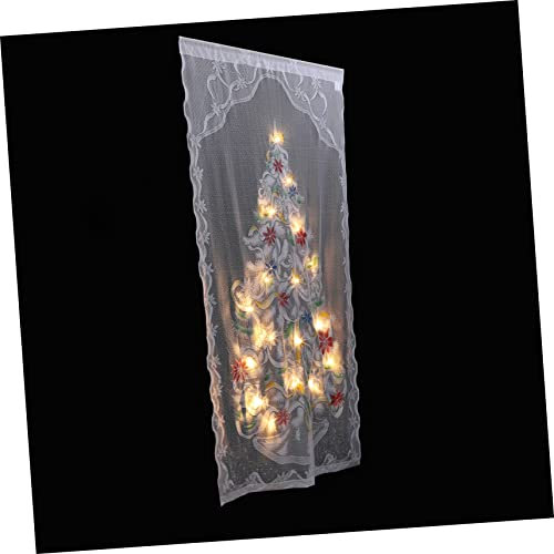Amosfun Led Weihnachtsvorhang Mit Leuchtendem Spitzenstoff Halbtransparente Gardine Kreative Xmas Fensterdeko Für Wohnzimmer Langlebig Platzsparend Stimmungsvolle Led-Beleuchtung