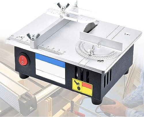 Sega da tavolo in lega di alluminio, mini seghe elettriche da tavolo multifunzione da 96 W per lavorazione del legno, velocità regolabile a 7 livelli, sega da banco per hobby fai da te con guida