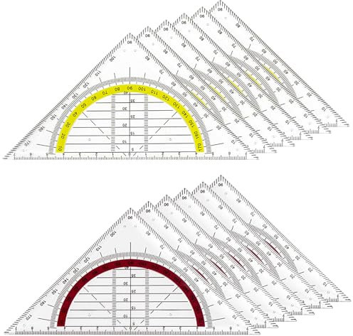 12 Stück Geodreieck, Geodreieck Mit Griff, Geo Dreieck für Studenten Büro Designer Malerei, Dreieck, Dreiecke, Geodreieck Groß, Transparent Geodreieck 30 cm, Großes Geodreieck
