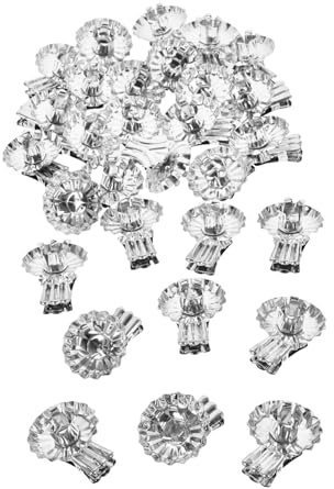 JEWEDECO 36 Stück Weihnachtskerzenhalter Clip Metall Silber Metallkerzenclips Für Weihnachtsbaum Flacher Boden Stabile Befestigung Festlich Dekorativ