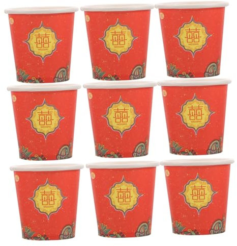 FRCOLOR 100pcs Disposable Wedding Party Cups Thicken Paper Drinking Cups Single-use Festive Banquet Tableware